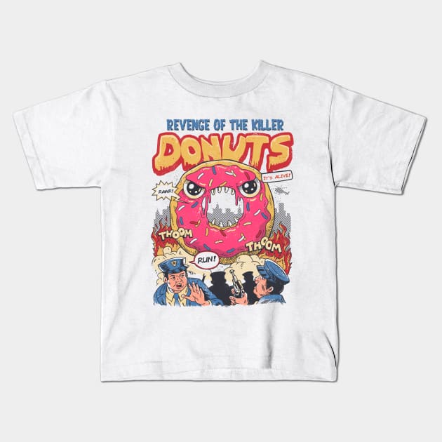 Revenge of the Killer Donuts Kids T-Shirt by Vincent Trinidad Art